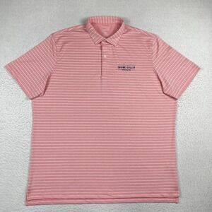 Johnnie-O Polo Shirt Mens XXL Pink White Shunk Gulley Oyster Bar Seafood‎ Travel